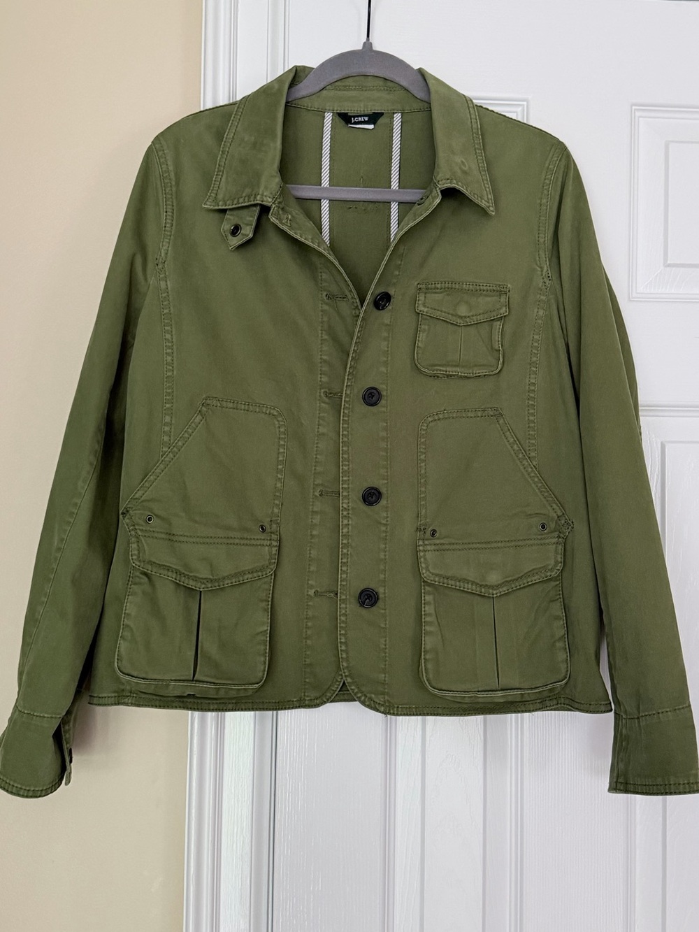 Crew Olive Green Field Utility Jacket Military Cargo Pockets ~Size Large?